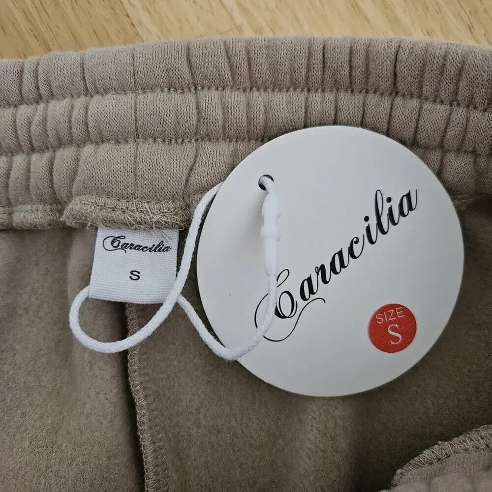 Caracilia Pull-on Drawstring Sweat Shorts - Tan - sz S - NWT - Picture 3 of 5